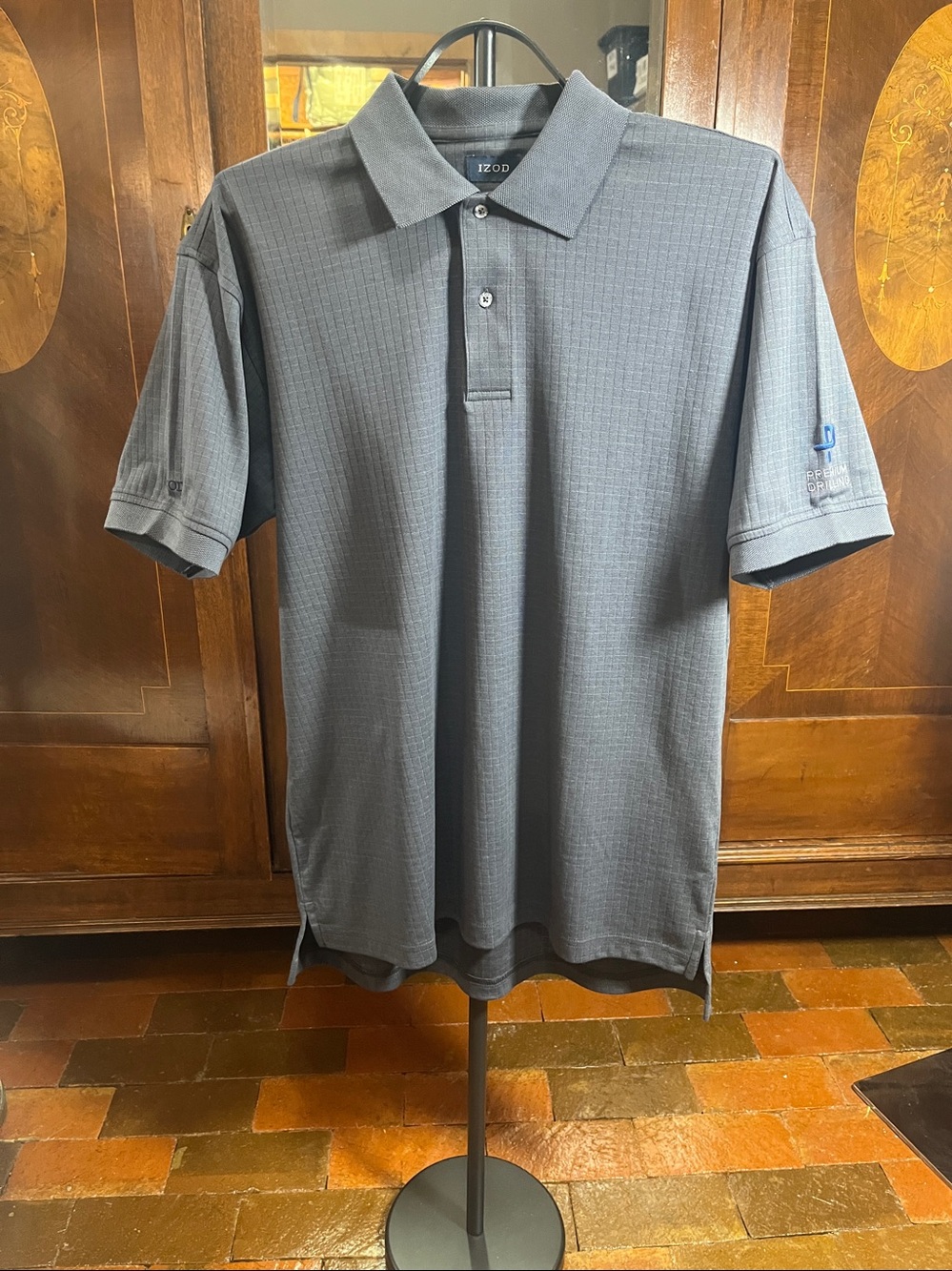 IZOD Men MEDIUM polo shirt dark blue gray 3248